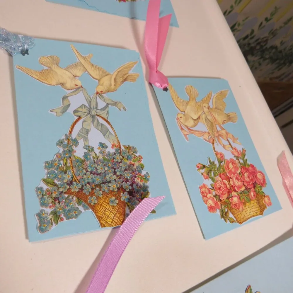 Victorian Gift Tags Cardstock with some embossed images & glitter paint accents